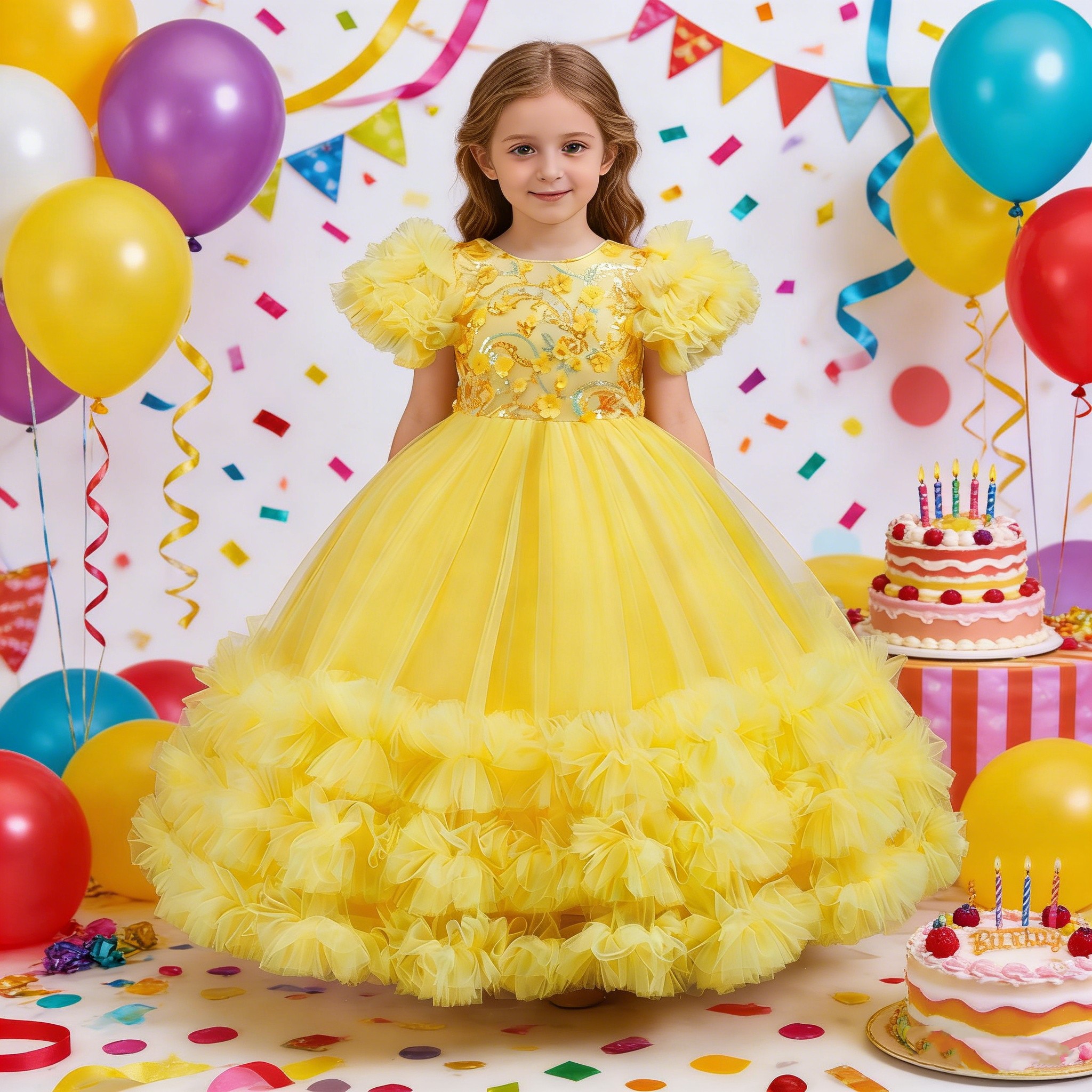 Glitter Tablecloth - Girls Summer Yellow Sequin Wedding Dresses