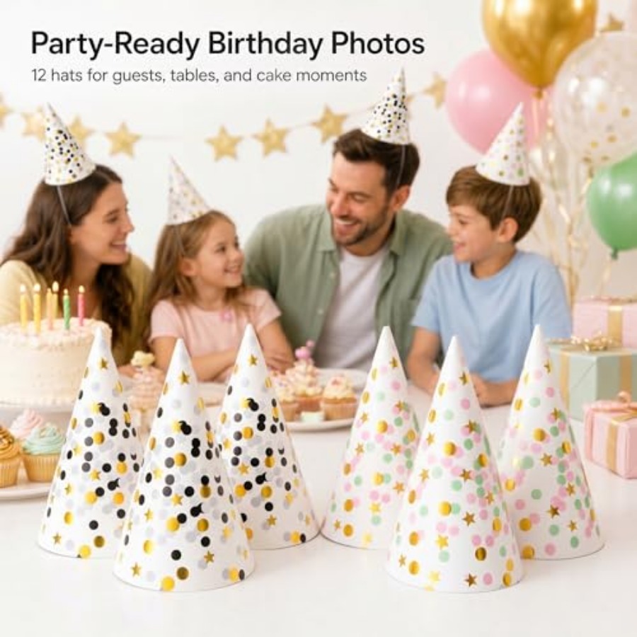 Boieo Gold Polka Dot Birthday  - Party Hat Cone บทวิจารณ์และราคา