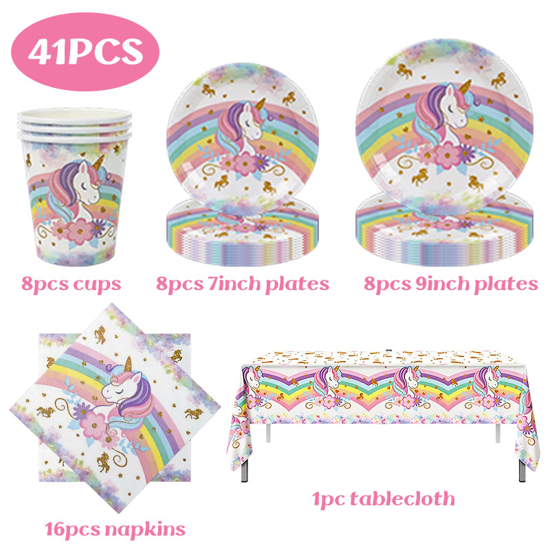 Unicorn Theme Birthday Decorat - Table Cloth Disposable บทวิจารณ์และราคา