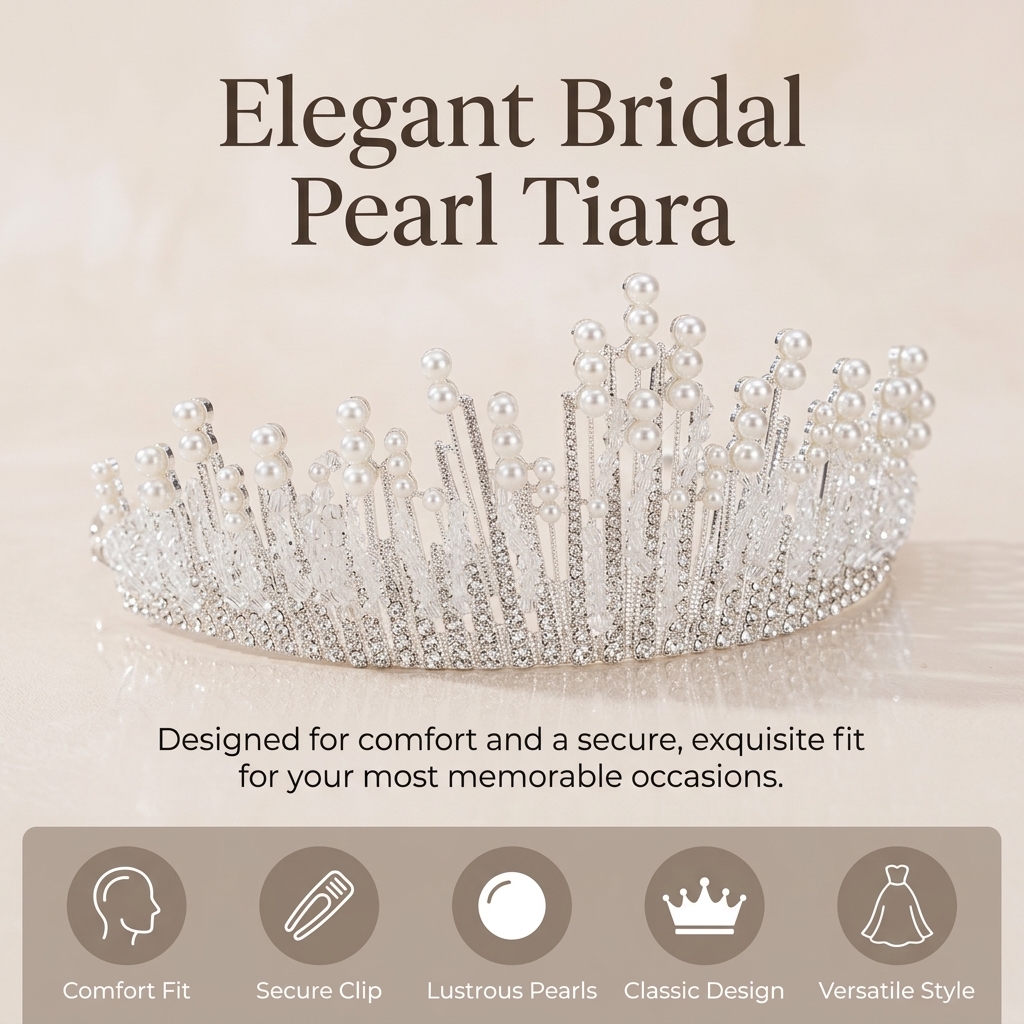 Bridal Pearl Crown Headpiece E - Event & Party Supply Photos บทวิจารณ์และราคา
