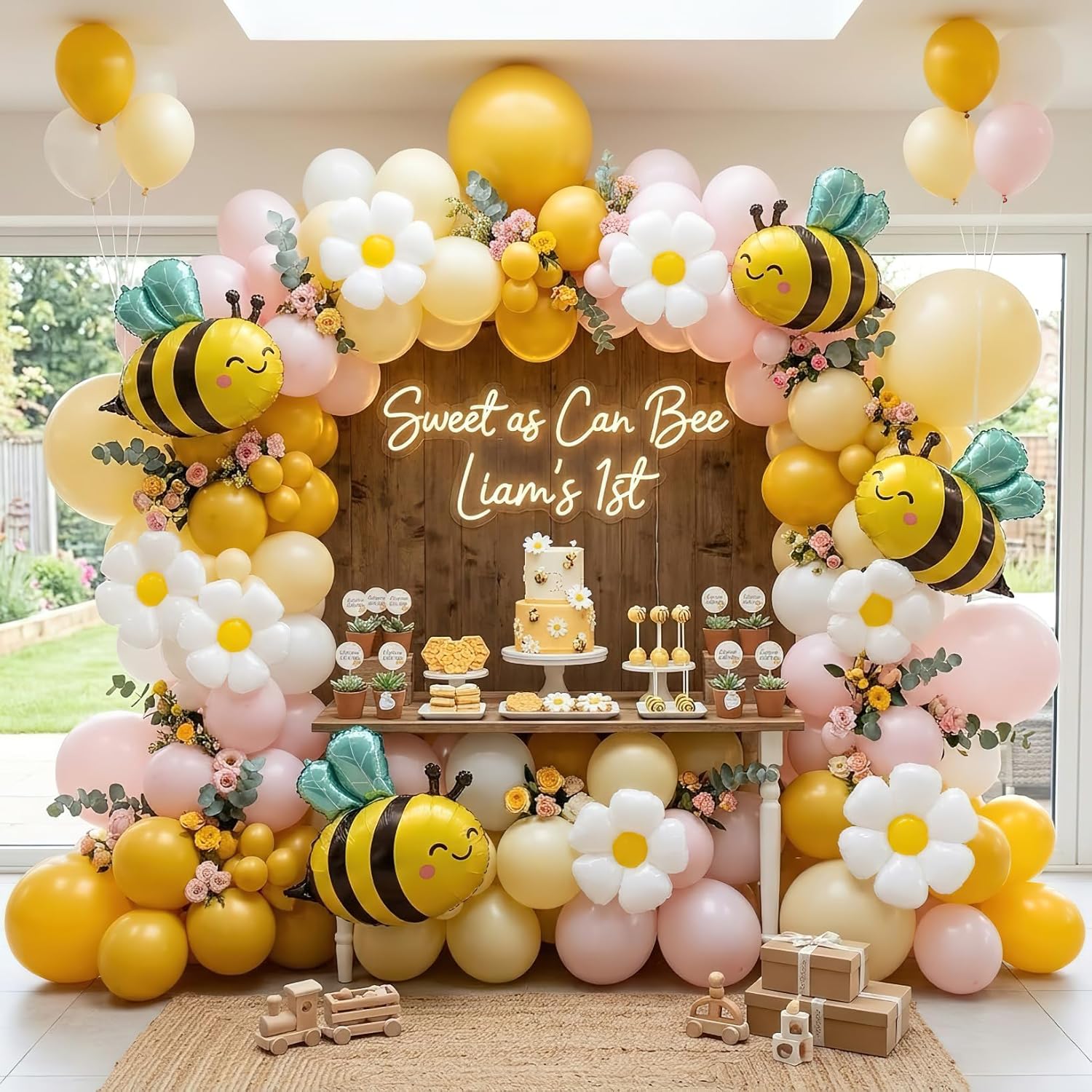 134Pcs Yellow Pink Bee Balloon - Balloon Arch Kit บทวิจารณ์และราคา