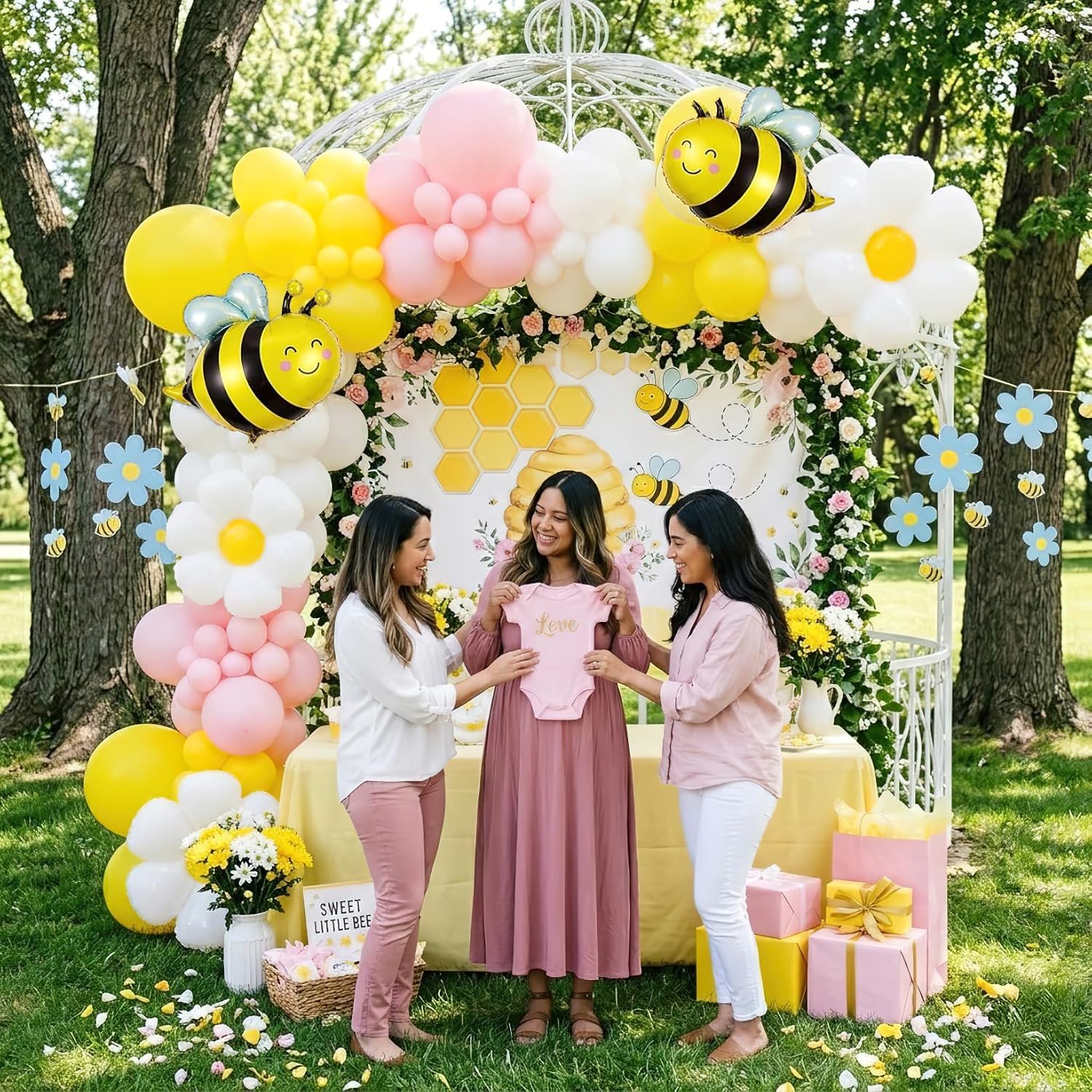134Pcs Yellow Pink Bee Balloon - Balloon Arch Kit บทวิจารณ์และราคา