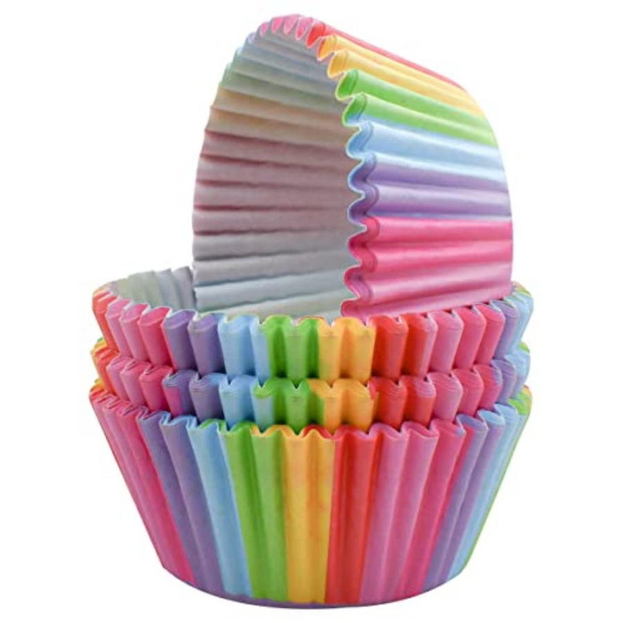 100 Pack Rainbow Cupcake Liner - Paper Straw Color บทวิจารณ์และราคา