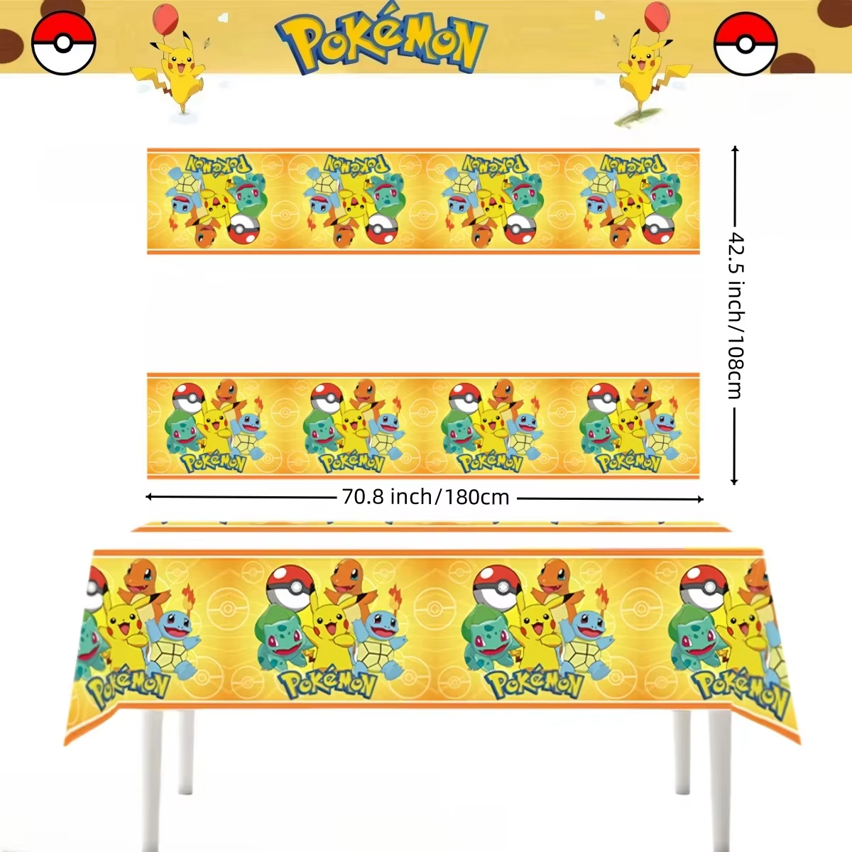 Pokemon Tablecloth Birthday Pa - Table Cloth Disposable บทวิจารณ์และราคา