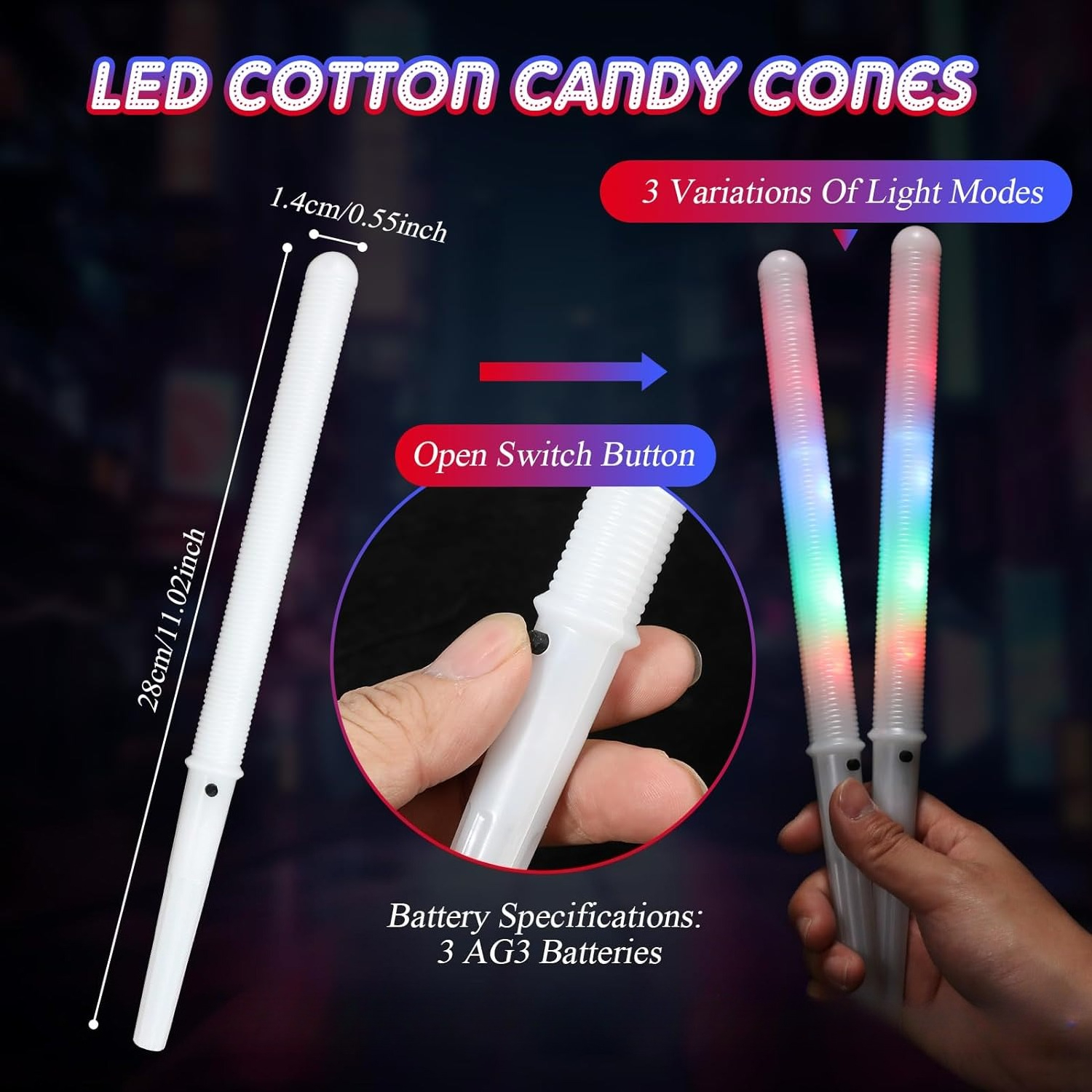 20pcs Colorful Flashing LED Co - Cotton Candy Cone บทวิจารณ์และราคา