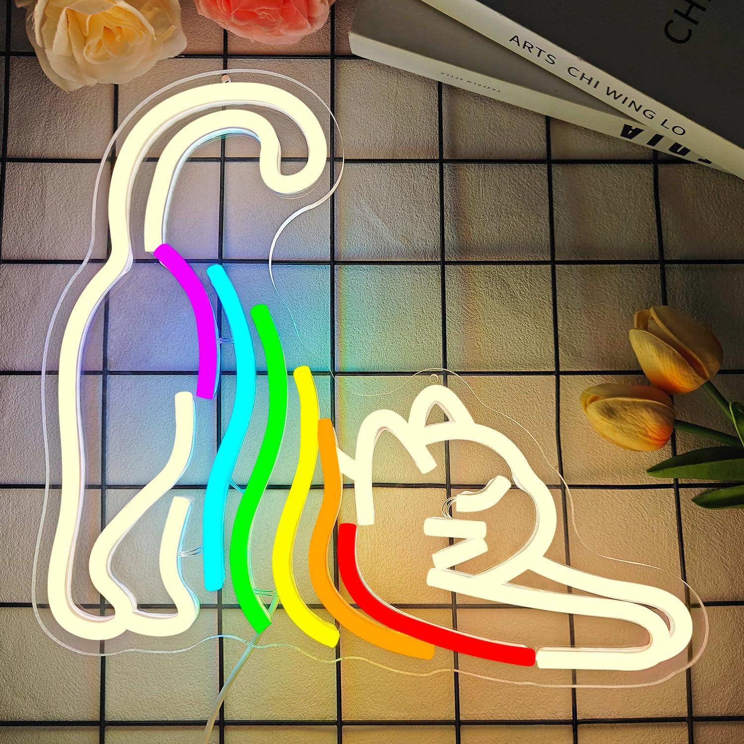 Rainbow Stretching Cat Neon Si - Neon Sign Party บทวิจารณ์และราคา