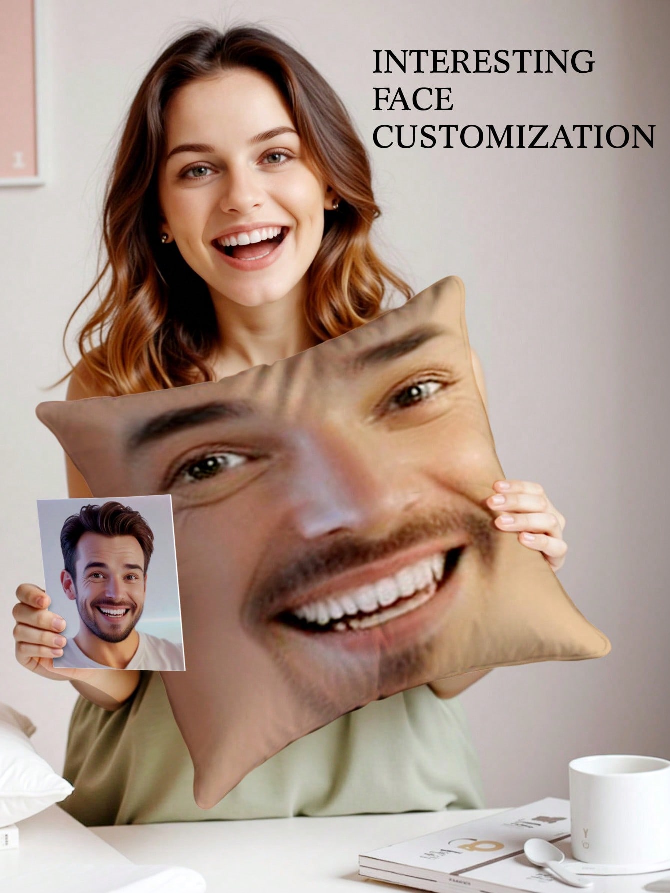 1pc Custom Face Square Pillow  - Eve Party บทวิจารณ์และราคา