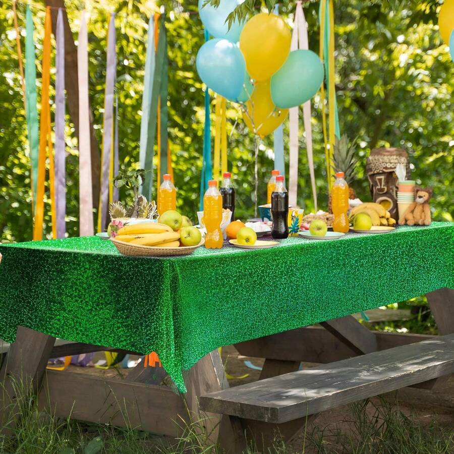 1 Pc Green Holographic Tablecl - Table Cloth Disposable บทวิจารณ์และราคา