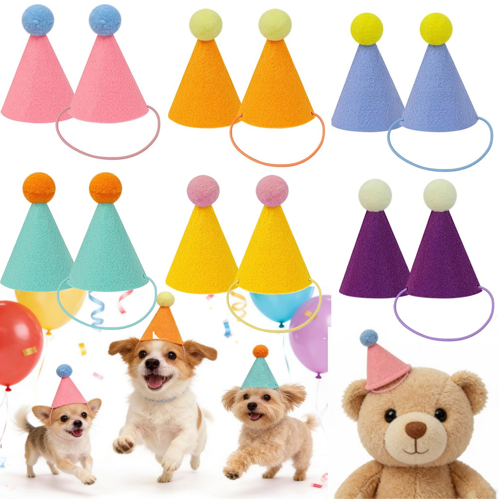 3/6pcs Pet Party Hat Colorful  - Party Hat Cone บทวิจารณ์และราคา