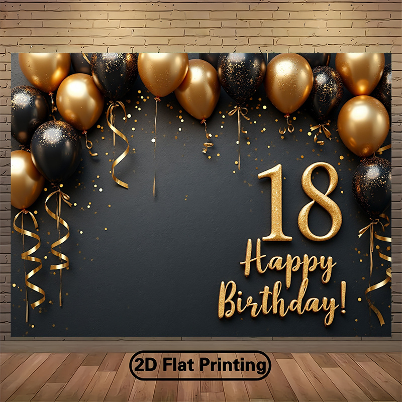 2D 1Pc Black & Gold Balloons B - Party Banner Gold บทวิจารณ์และราคา