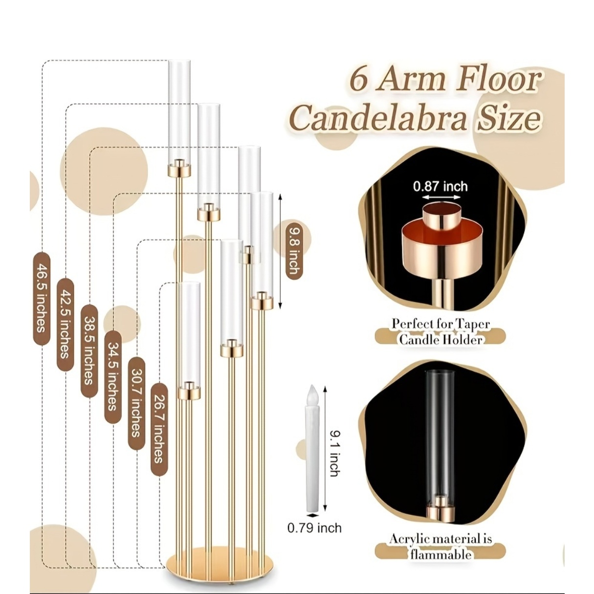 2 Sets Floor Candelabra 6 Arms - Centerpiece Stick บทวิจารณ์และราคา