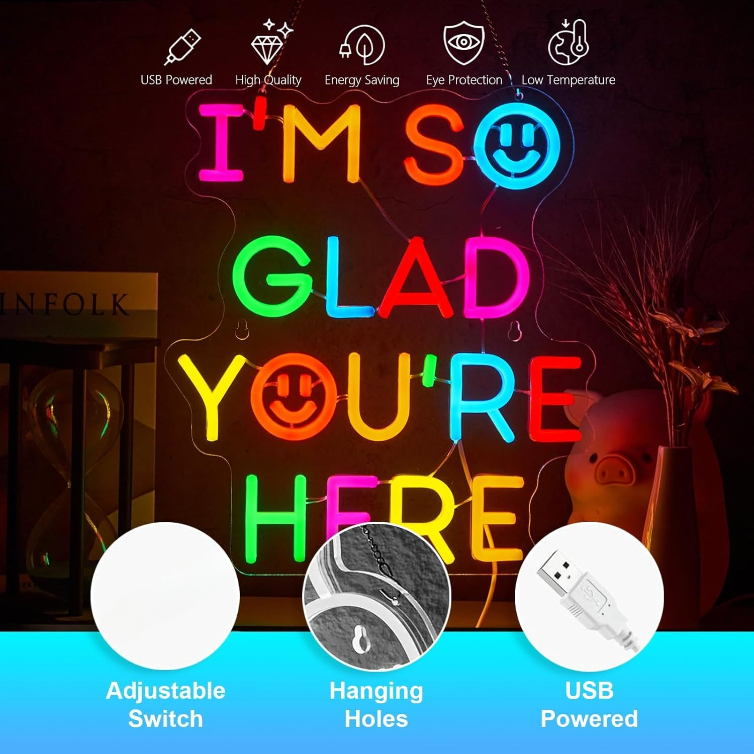  I'm So Glad You‘re Here Neon - Neon Sign Party บทวิจารณ์และราคา