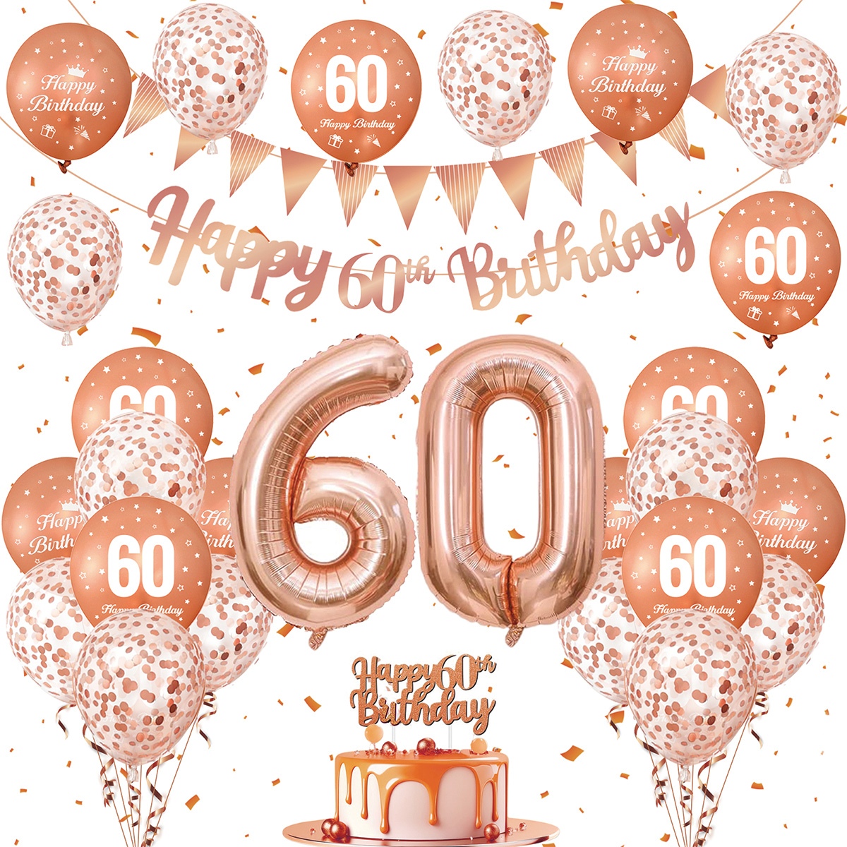 1Set Rose Gold Birthday Decora - Party Banner Gold บทวิจารณ์และราคา