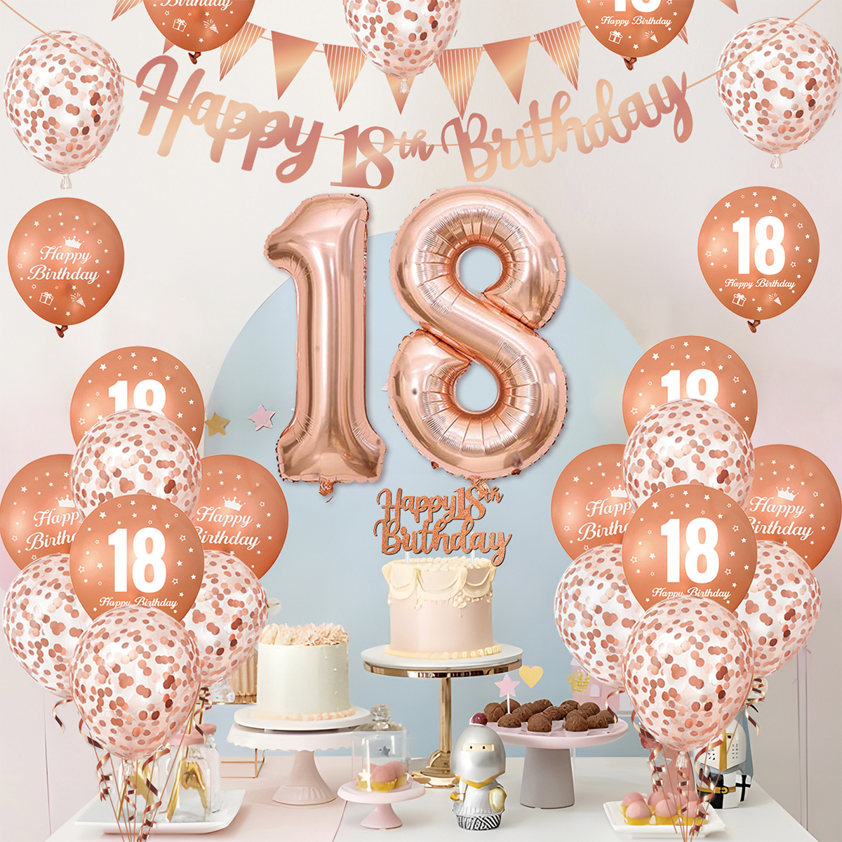1Set Rose Gold Birthday Decora - Party Banner Gold บทวิจารณ์และราคา