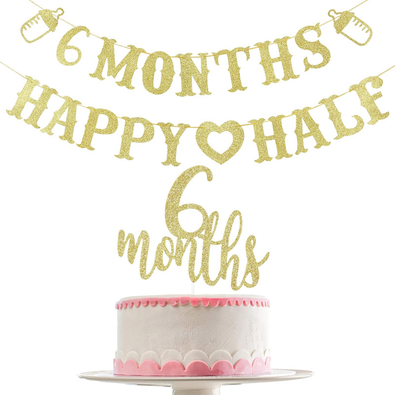 6 month Banner Happy Half Bann - Party Banner Gold บทวิจารณ์และราคา