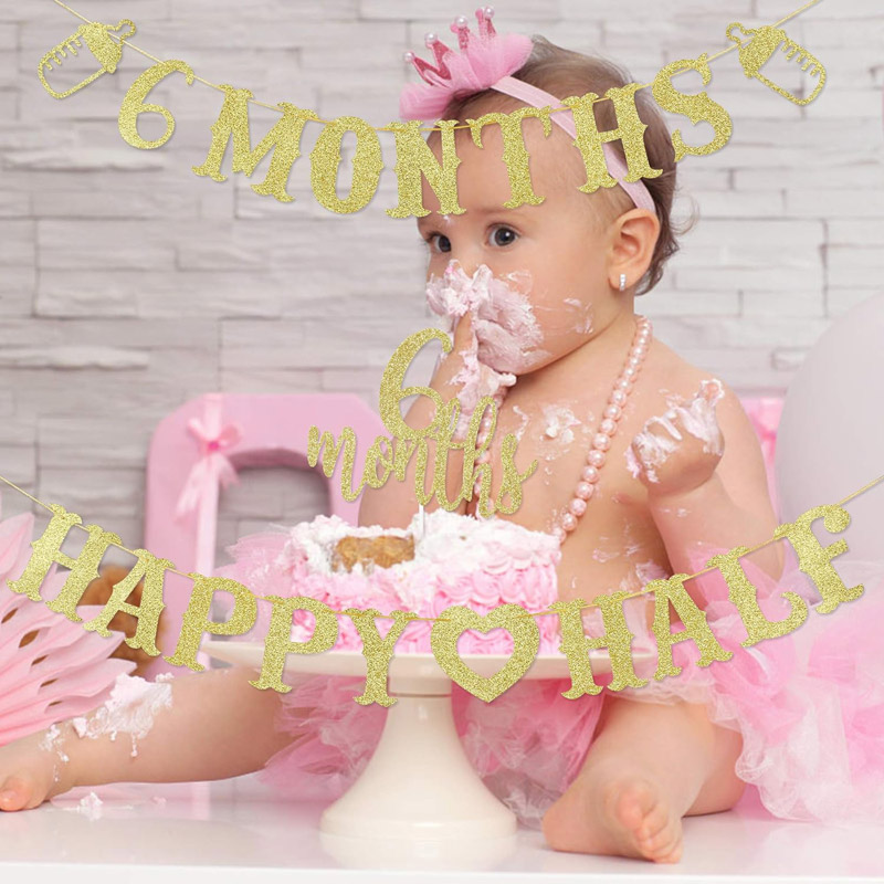 6 month Banner Happy Half Bann - Party Banner Gold บทวิจารณ์และราคา