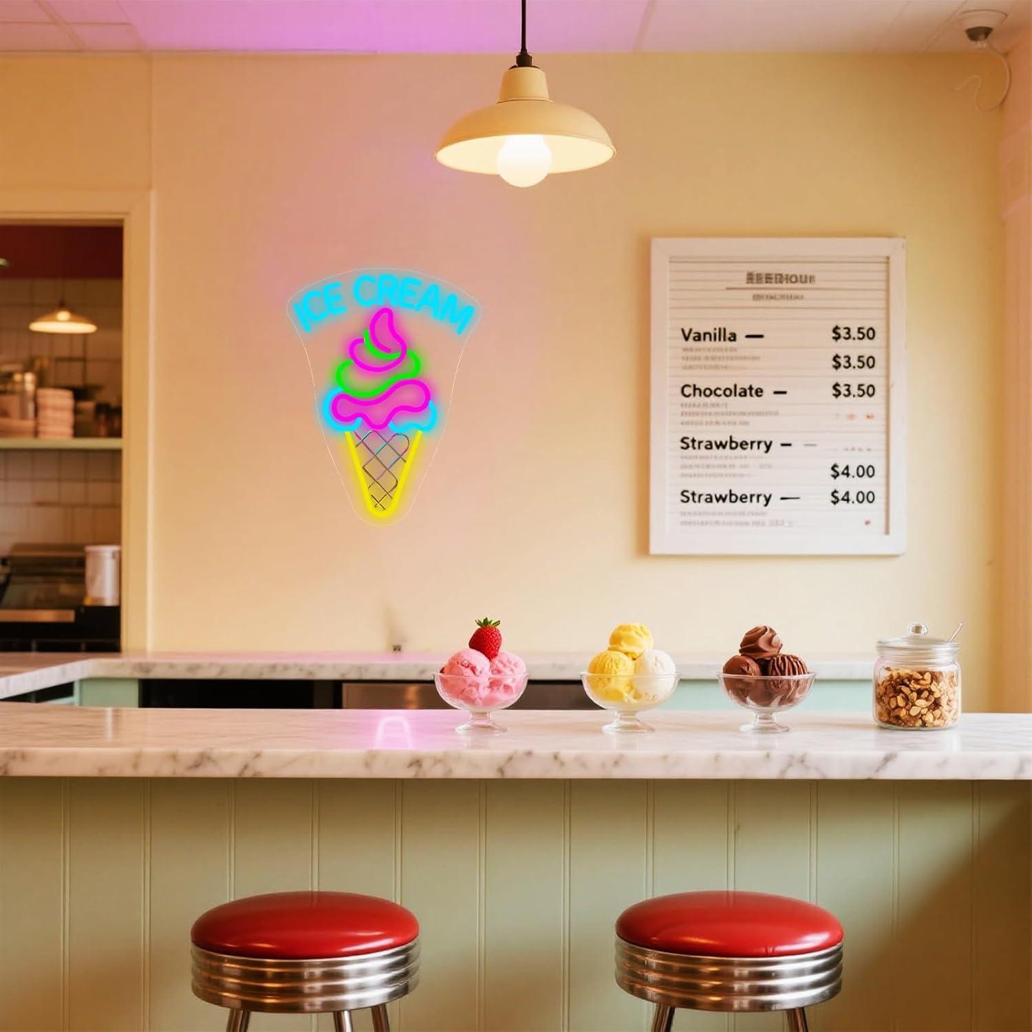 Ice Cream Neon Sign Dimmable D - Neon Sign Party บทวิจารณ์และราคา
