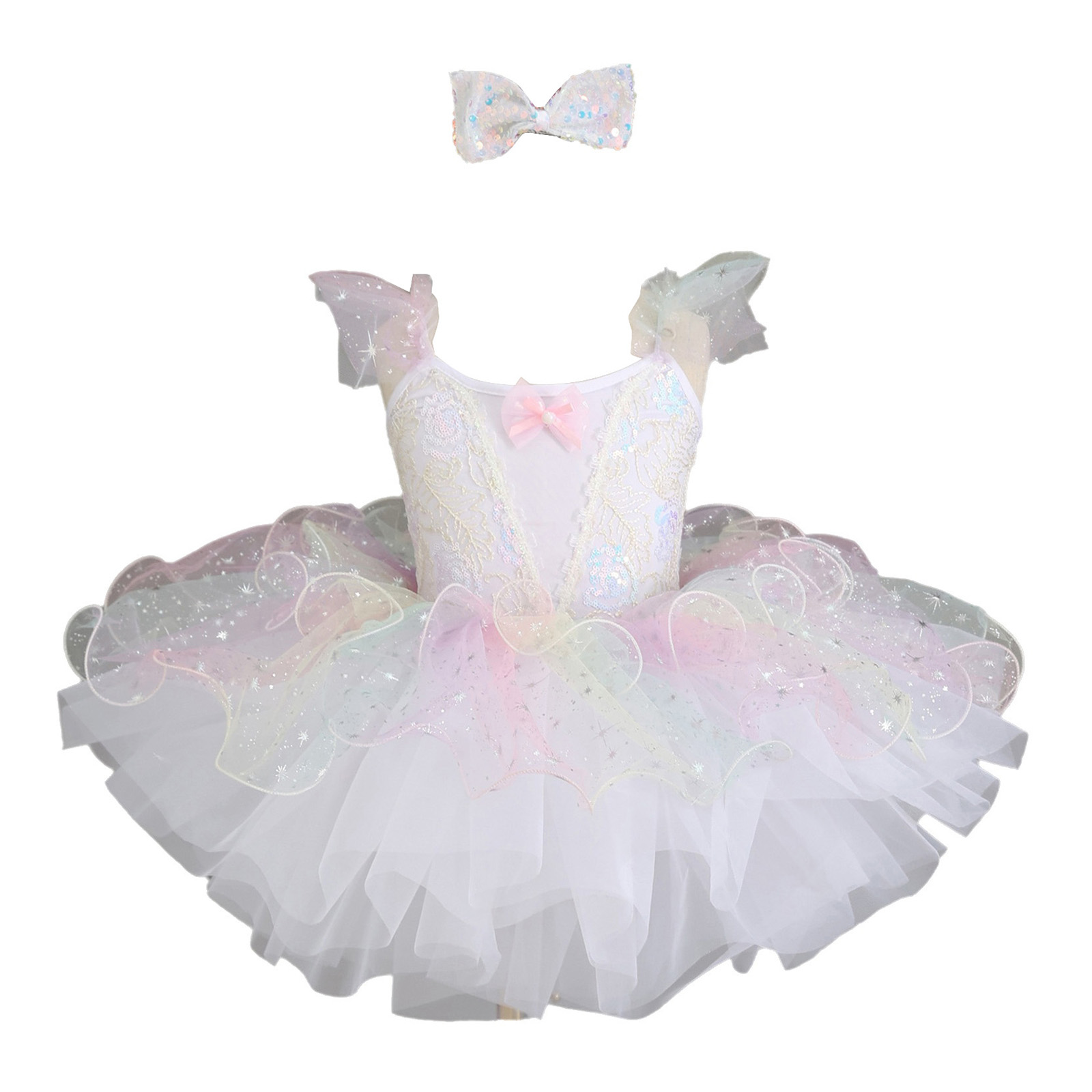 Kids Girls Ballet Dance Dress  - Glitter Tablecloth บทวิจารณ์และราคา