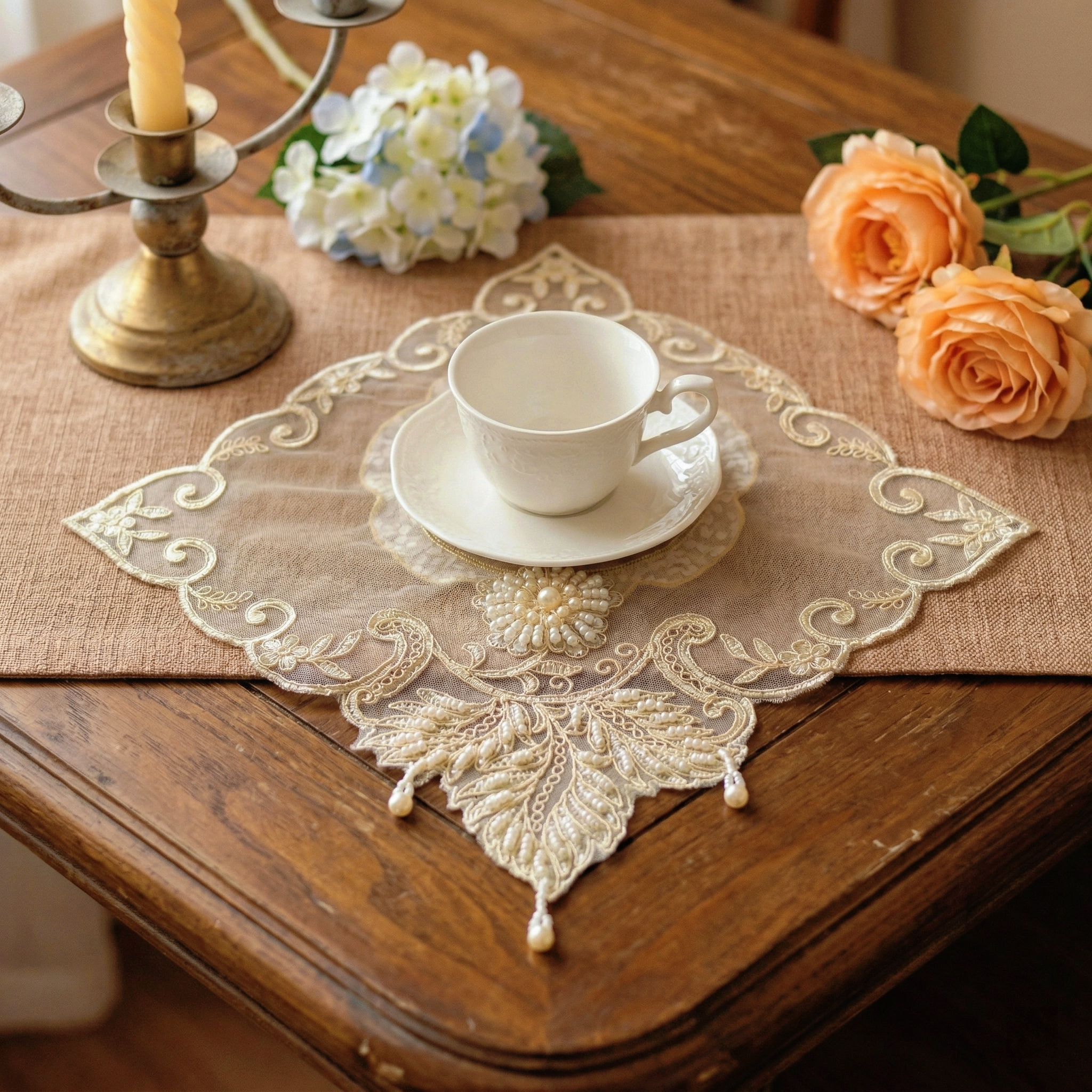 2pcs Leaf Shape Placemats Set  - Glitter Tablecloth บทวิจารณ์และราคา