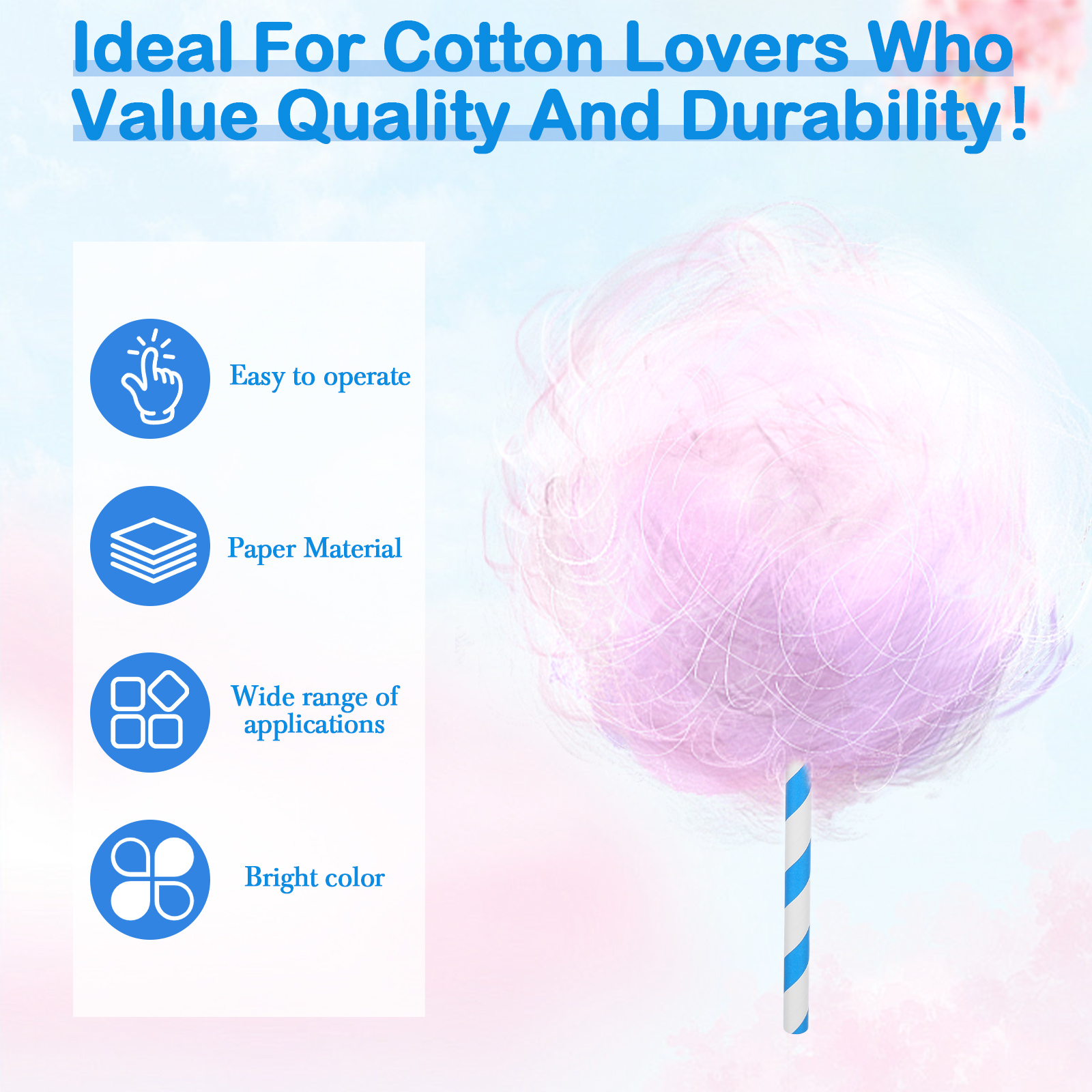 10x300mm Paper Sticks Consumab - Cotton Candy Cone บทวิจารณ์และราคา