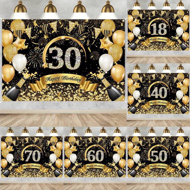 Happy 30th 40th 50th Birthday  - Party Banner Gold บทวิจารณ์และราคา
