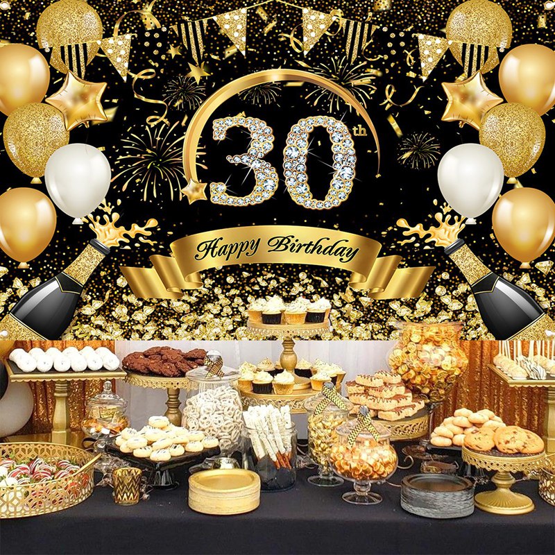 Happy 30th 40th 50th Birthday  - Party Banner Gold บทวิจารณ์และราคา