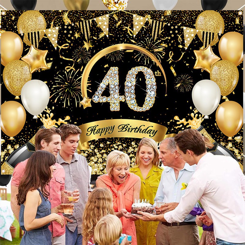 Happy 30th 40th 50th Birthday  - Party Banner Gold บทวิจารณ์และราคา