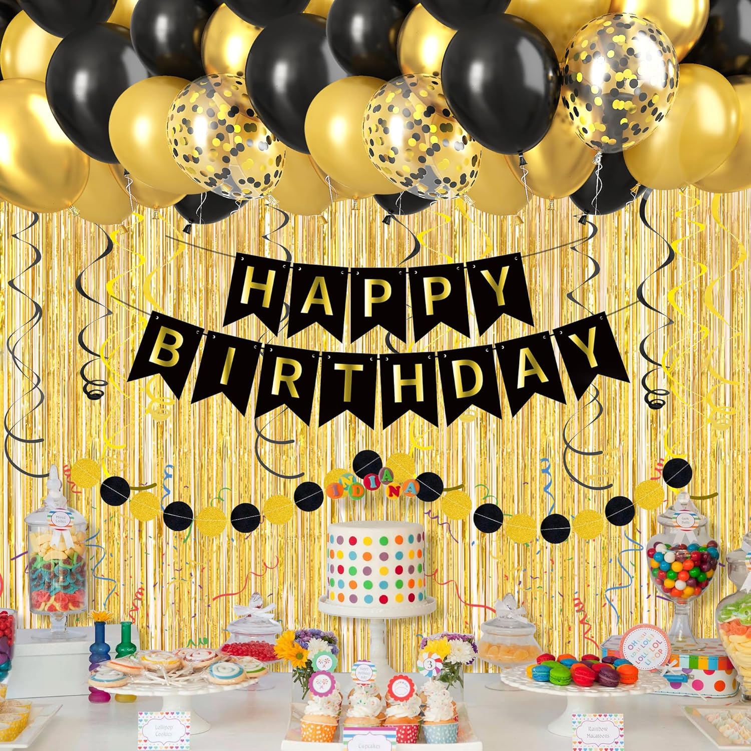 Black Gold Happy Birthday Deco - Balloon Arch Kit บทวิจารณ์และราคา