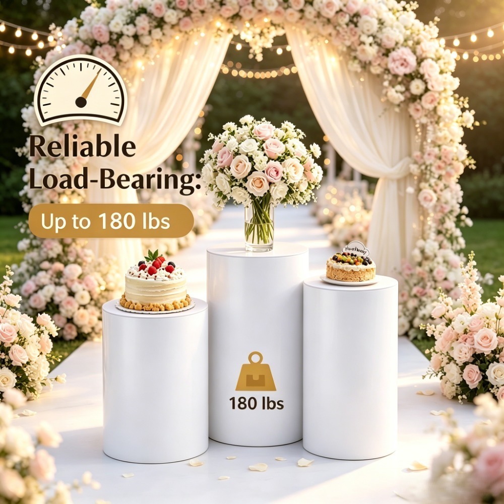 3/5Pcs White Cylinder Pedestal - Dessert Table Backdrop บทวิจารณ์และราคา