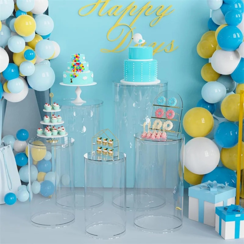 3/5Pcs White Cylinder Pedestal - Dessert Table Backdrop บทวิจารณ์และราคา