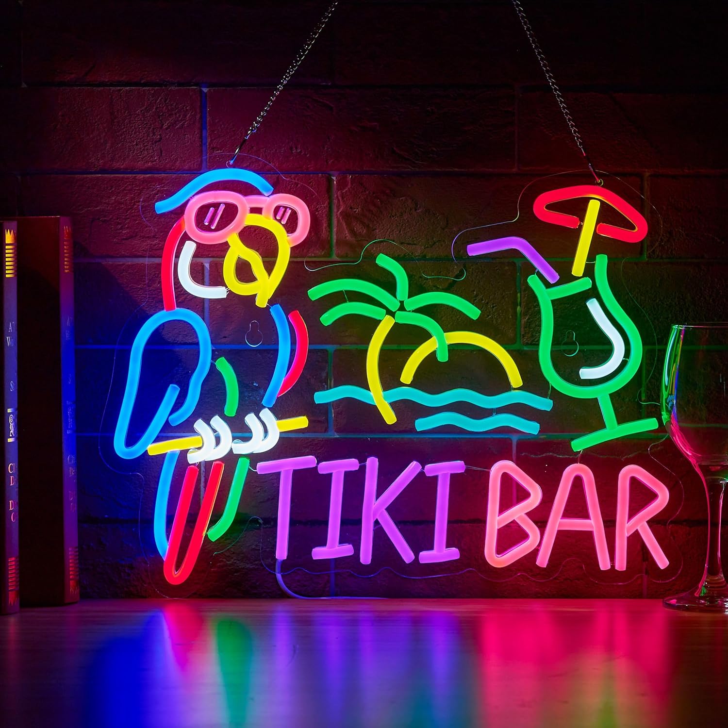 Tiki Bar Parrot Palm Tree Neon - Neon Sign Party บทวิจารณ์และราคา