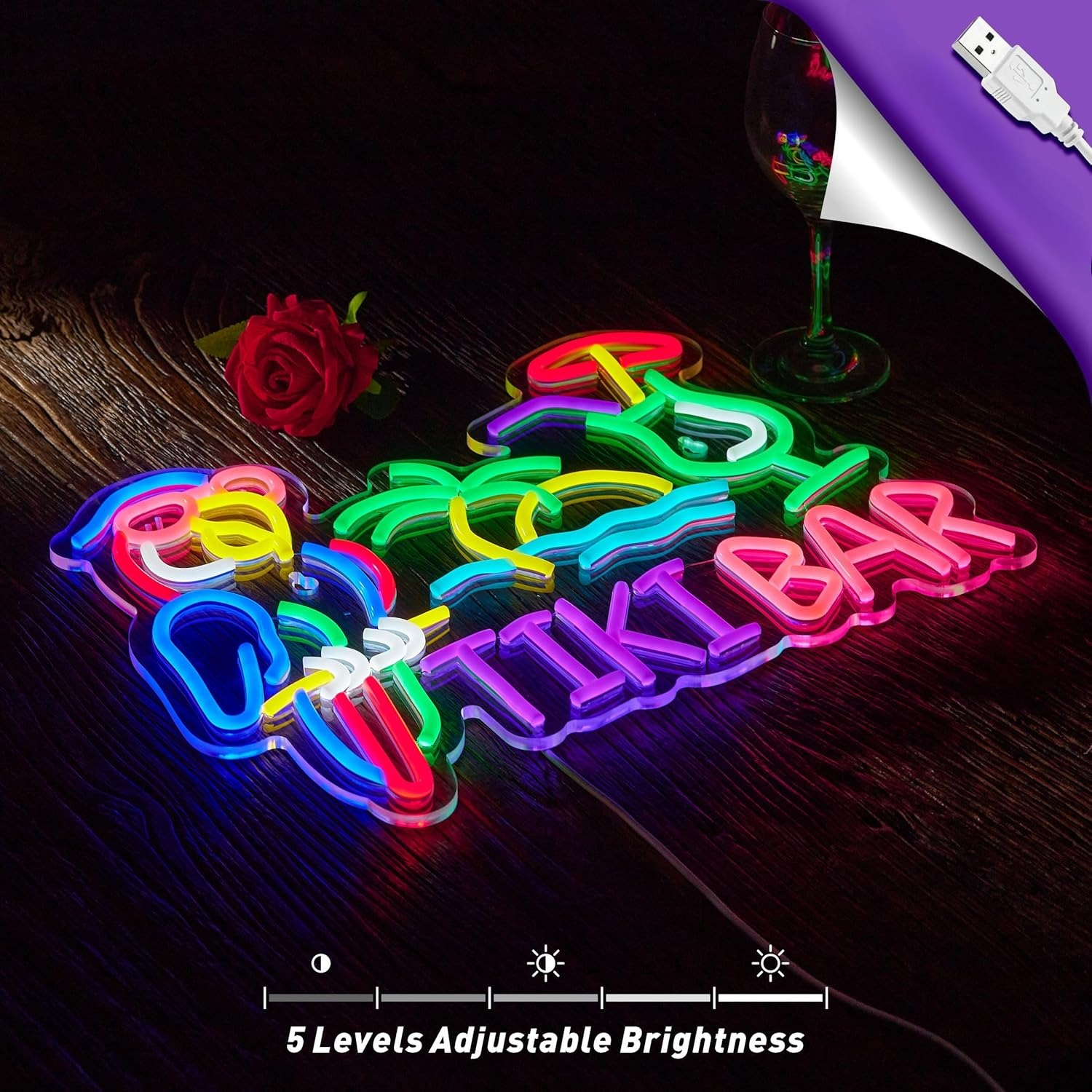 Tiki Bar Parrot Palm Tree Neon - Neon Sign Party บทวิจารณ์และราคา