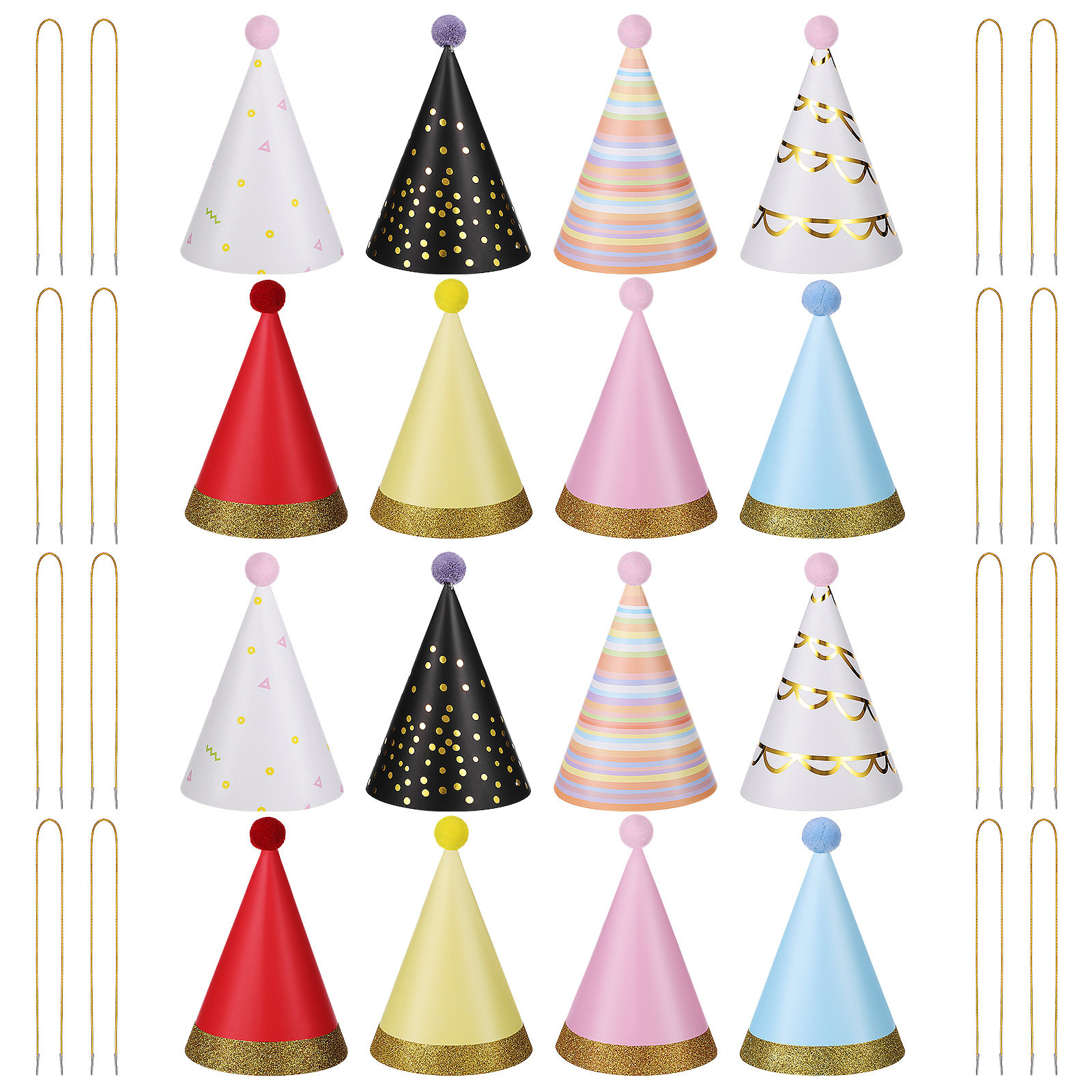 16Pcs Colorful Birthday Party  - Party Hat Cone บทวิจารณ์และราคา