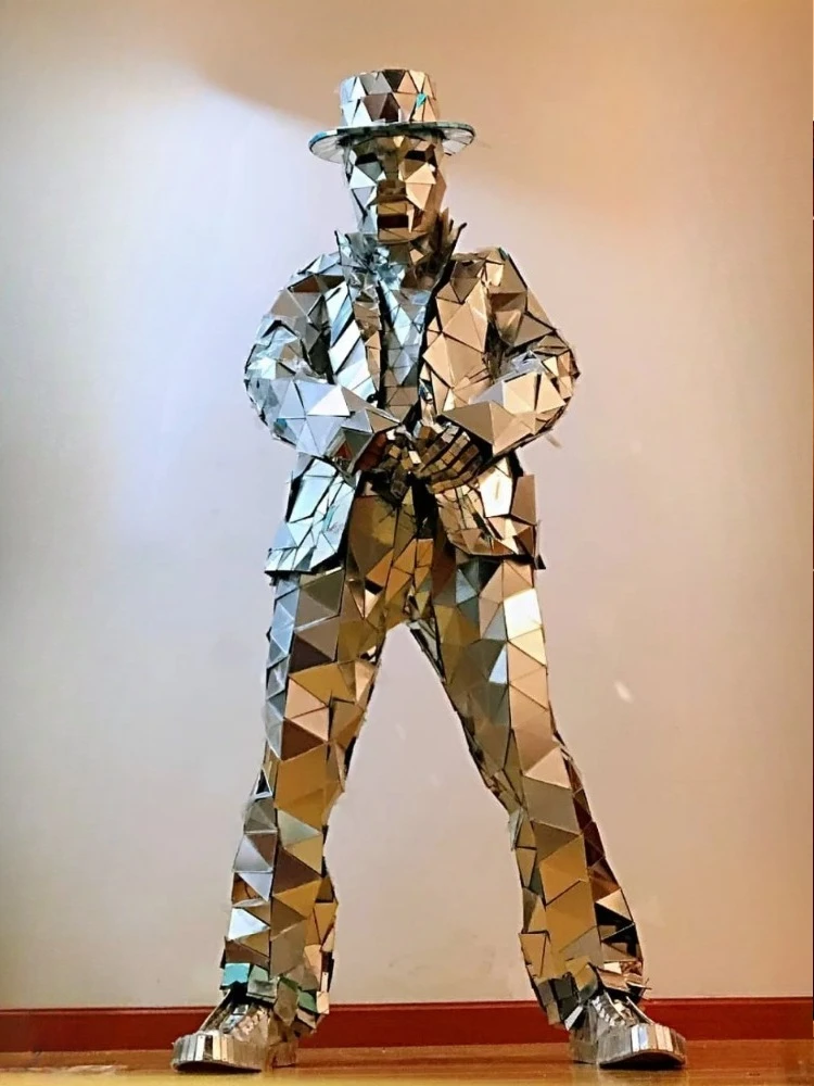 Mirror Man Costume Sliver glas - Event Party Dj บทวิจารณ์และราคา