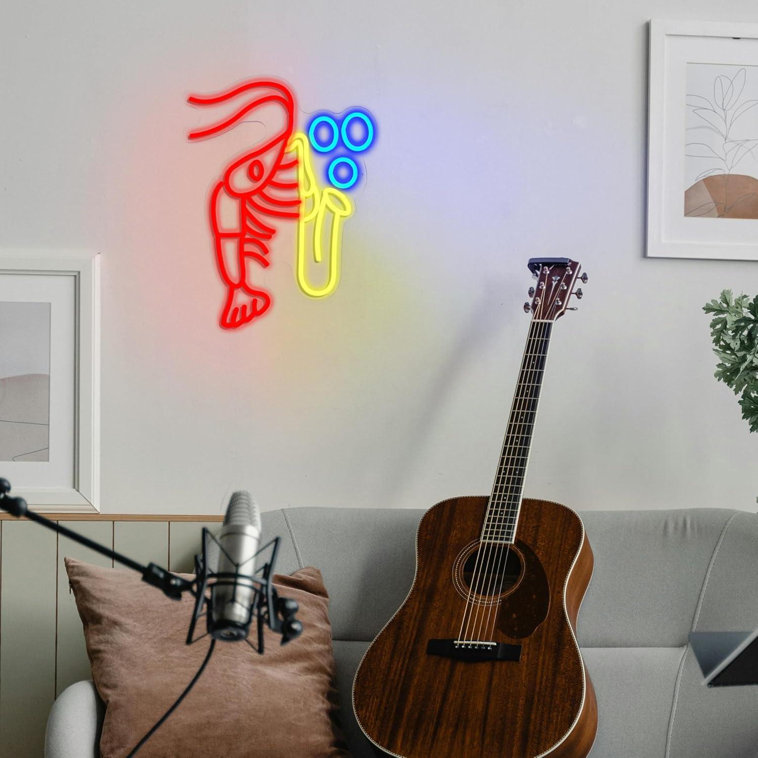 Lobster Saxophone Neon Sign Ja - Neon Sign Party บทวิจารณ์และราคา