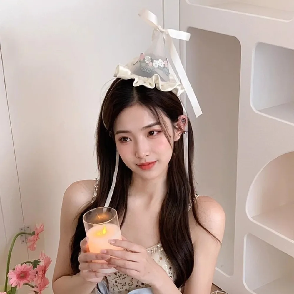 Cute Style Embroidery Mesh Bir - Party Hat Cone บทวิจารณ์และราคา