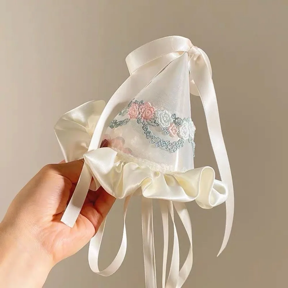 Cute Style Embroidery Mesh Bir - Party Hat Cone บทวิจารณ์และราคา