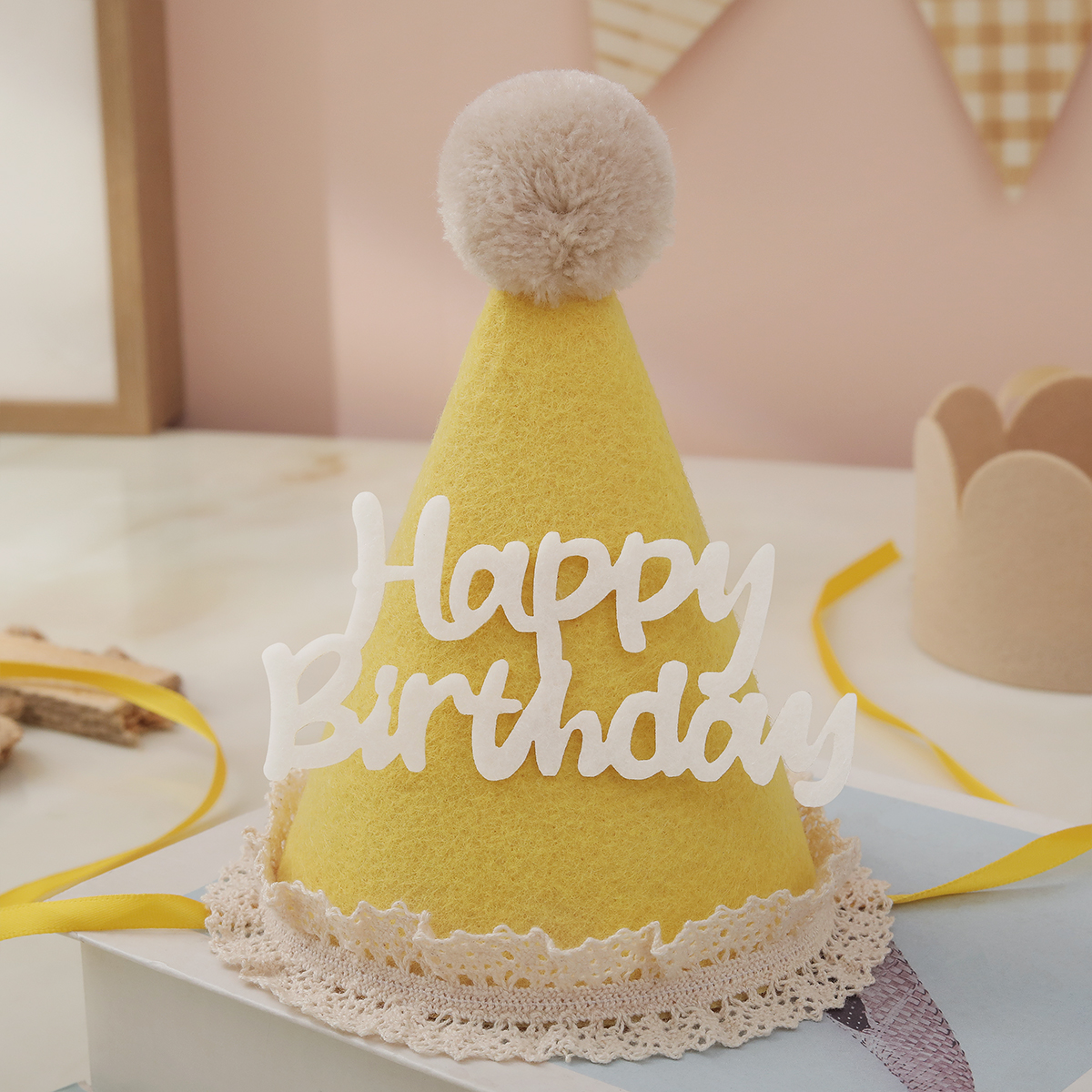 Lace felt wool ball birthday h - Party Hat Cone บทวิจารณ์และราคา