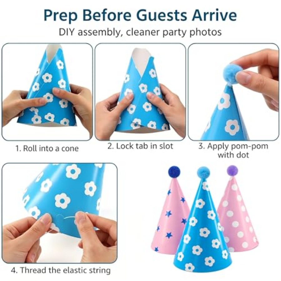 Beurio Pastel Party Hats for a - Party Hat Cone บทวิจารณ์และราคา