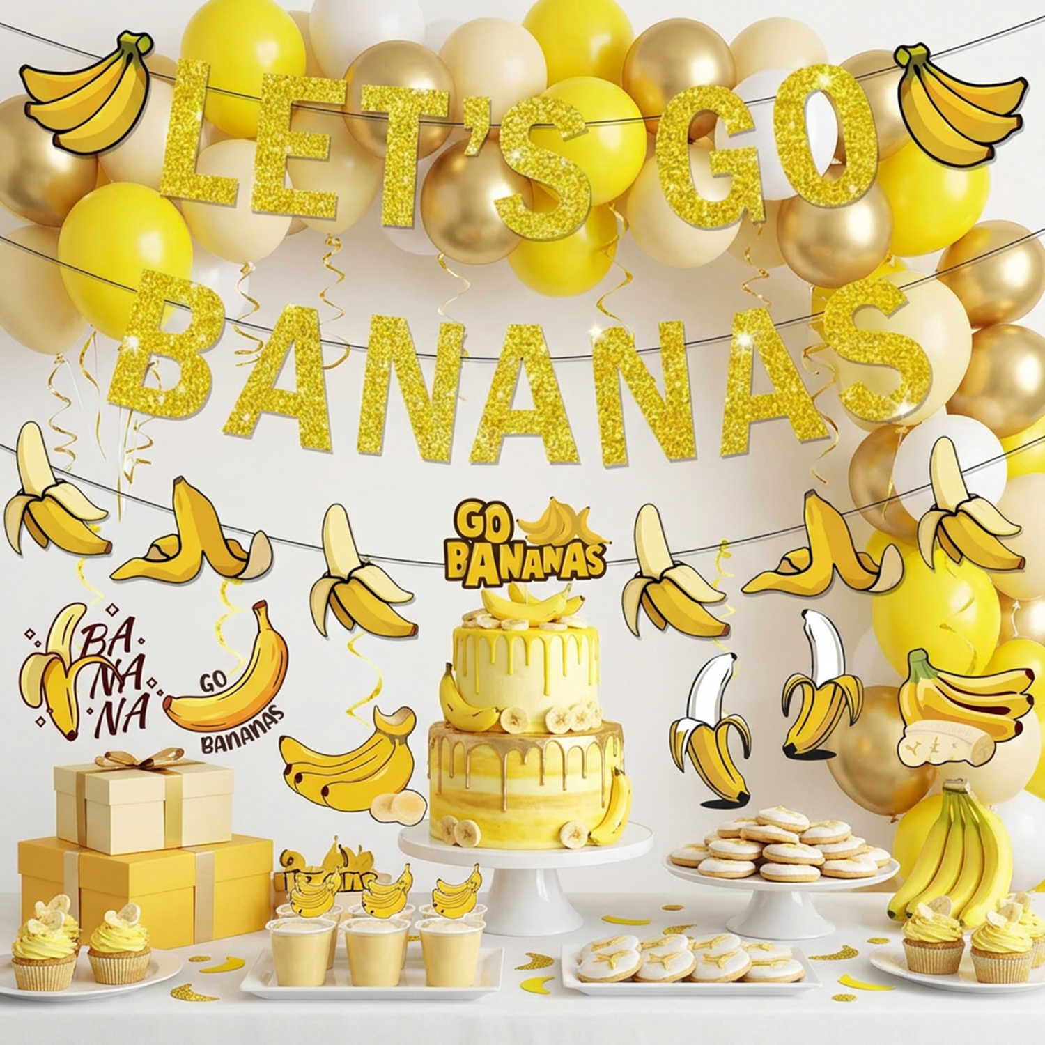 1Set Yellow Bananas Birthday B - Let'S Party Event Supply บทวิจารณ์และราคา