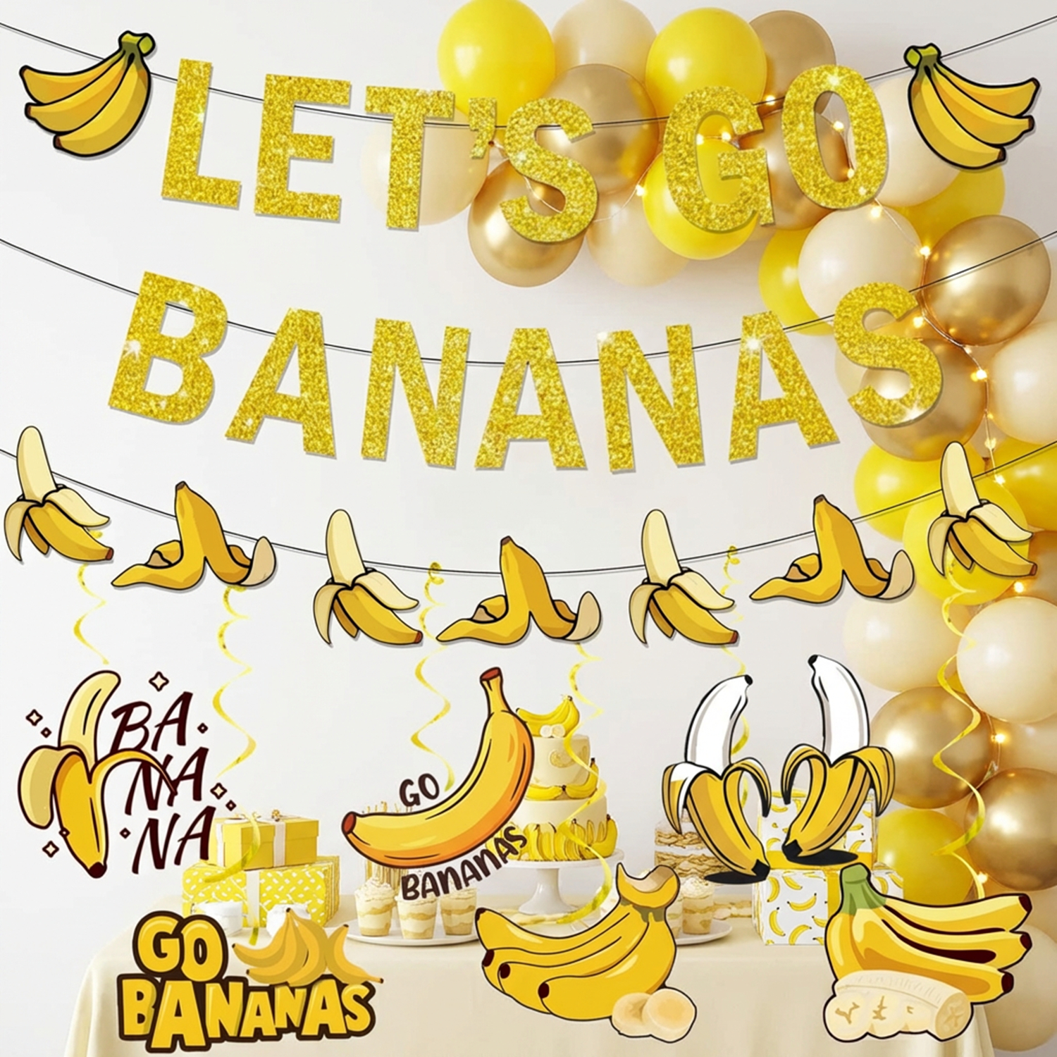 1Set Yellow Bananas Birthday B - Let'S Party Event Supply บทวิจารณ์และราคา